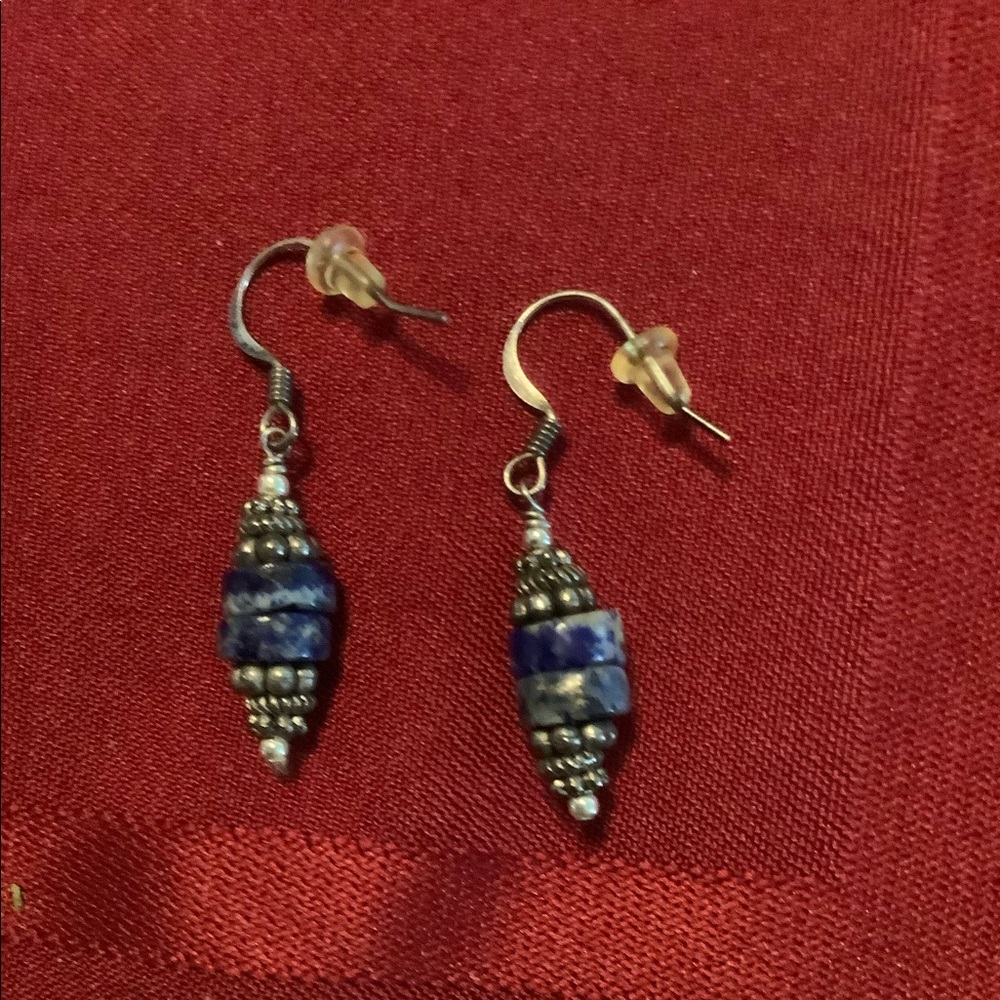 Silver and Blue earrings ♥️